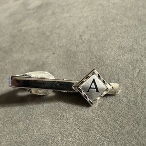 Vintage Shields Silver Tone Initial “A” tie clip